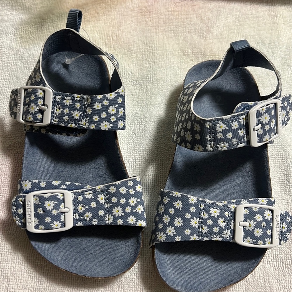 Carter’s Denim- Like Blue Floral Sandals Kids Size 9 (New)